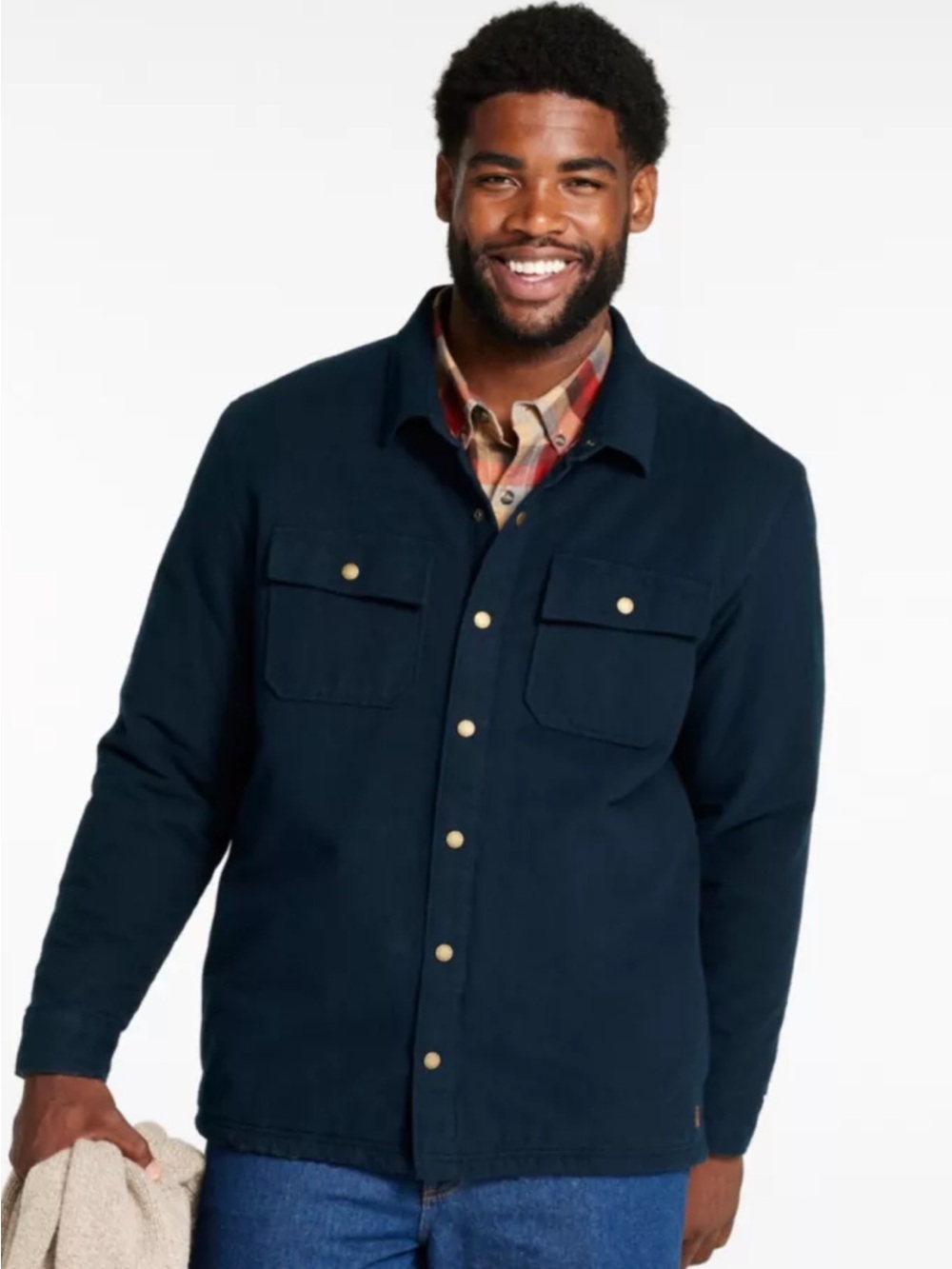 L.L. Bean Navy Chamois lined Snap-Front Field Jacket- reg small